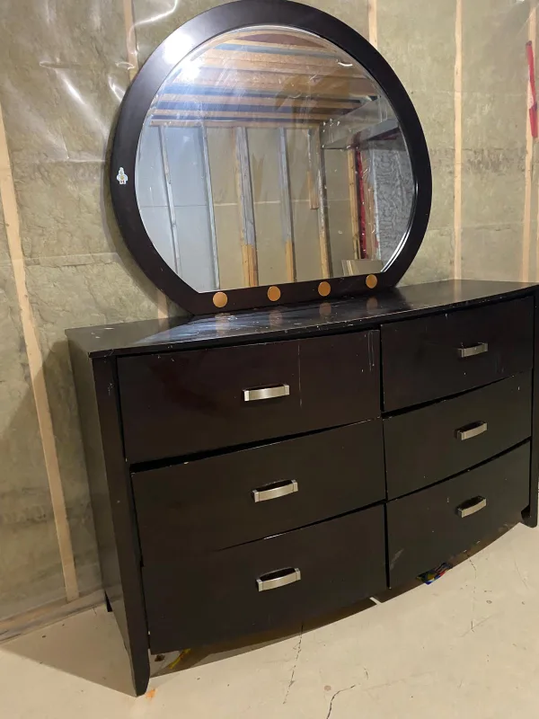 Dark Wood Dresser with Mirror image indicator(2)