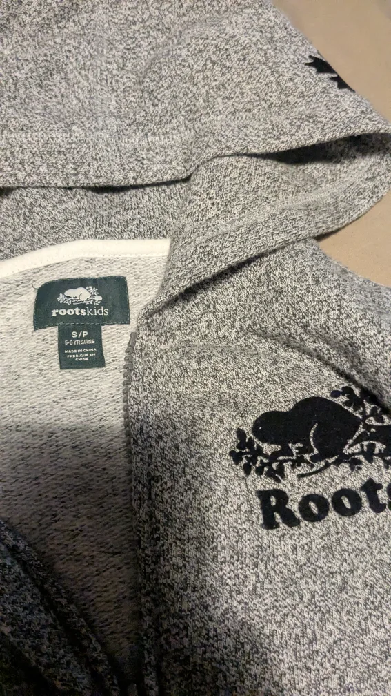 Roots Kids Grey Zip-Up Hoodie - Size S (5-6 yrs) image indicator(3)