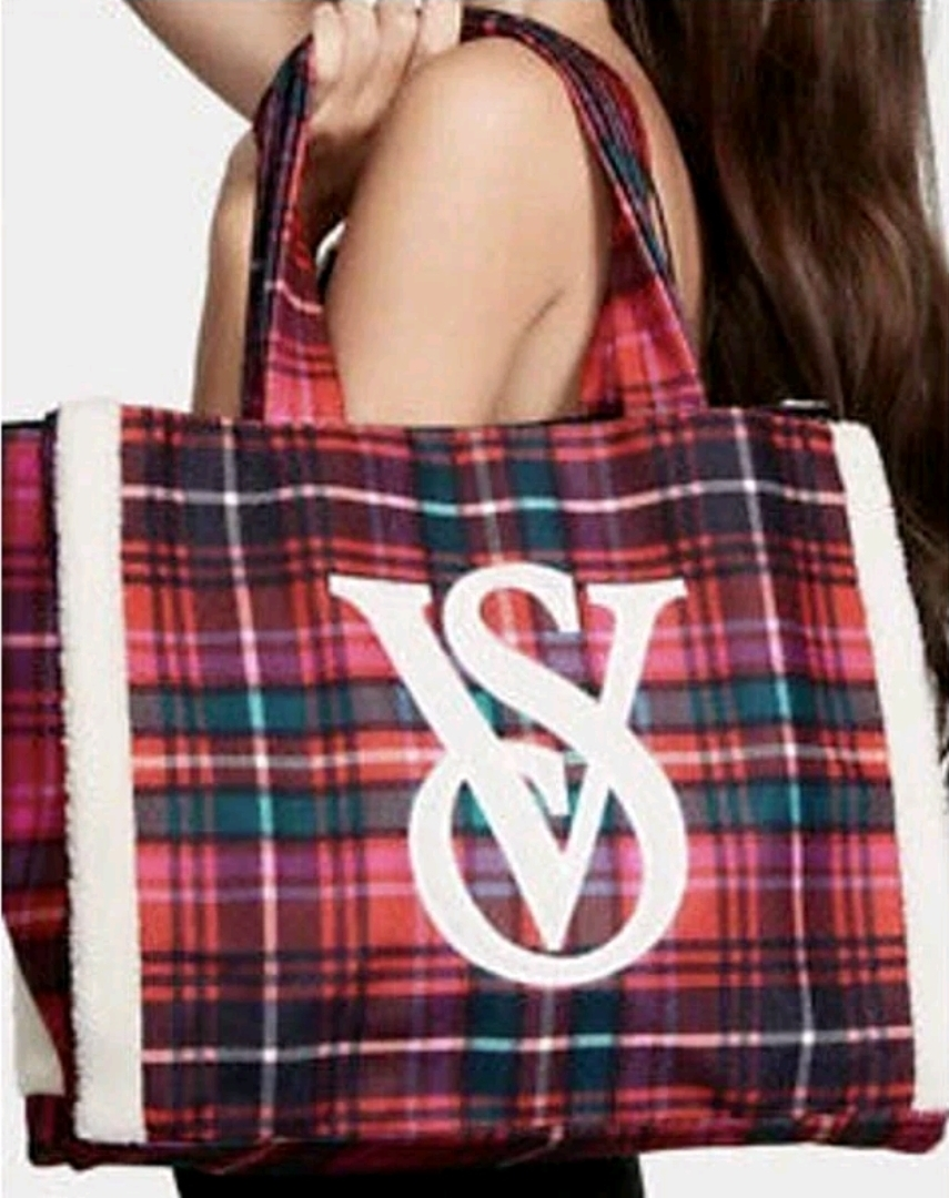 Victoria's Secret Holiday Plaid Tote Bag  - NWOT