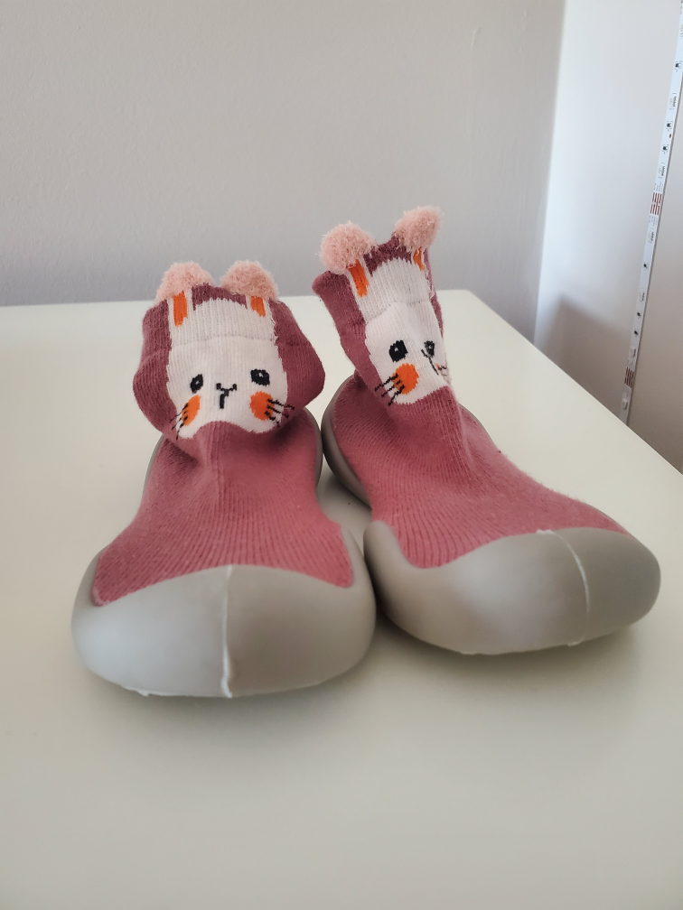 Baby Socks Shoes, bunny pink - Size 22/23