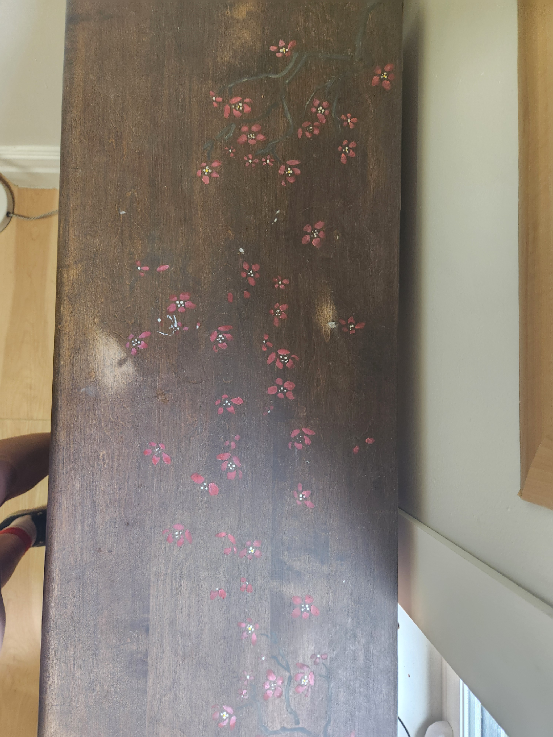 Wooden Desk with Cherry Blossom Design - photo 2