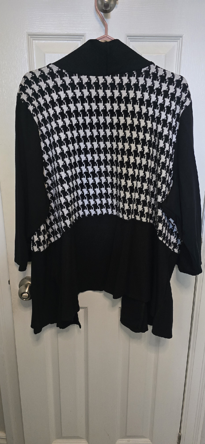 Kashton Houndstooth Cardigan - Black & White - photo 2