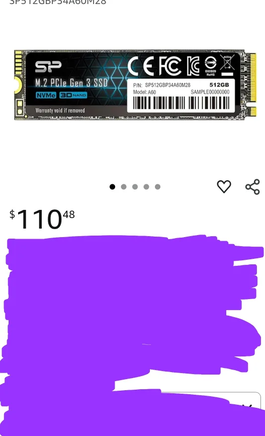 New Silicon Power A60 M.2 2280 512GB Max2200/1600 MB image indicator(2)