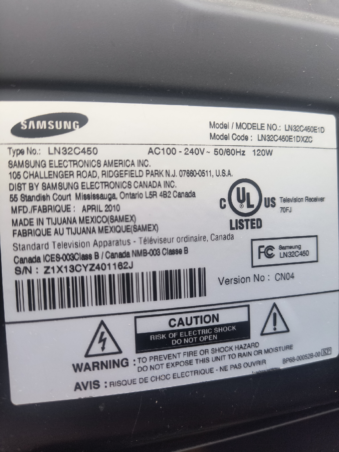 Samsung LN32C450 32 inch TV - photo 2
