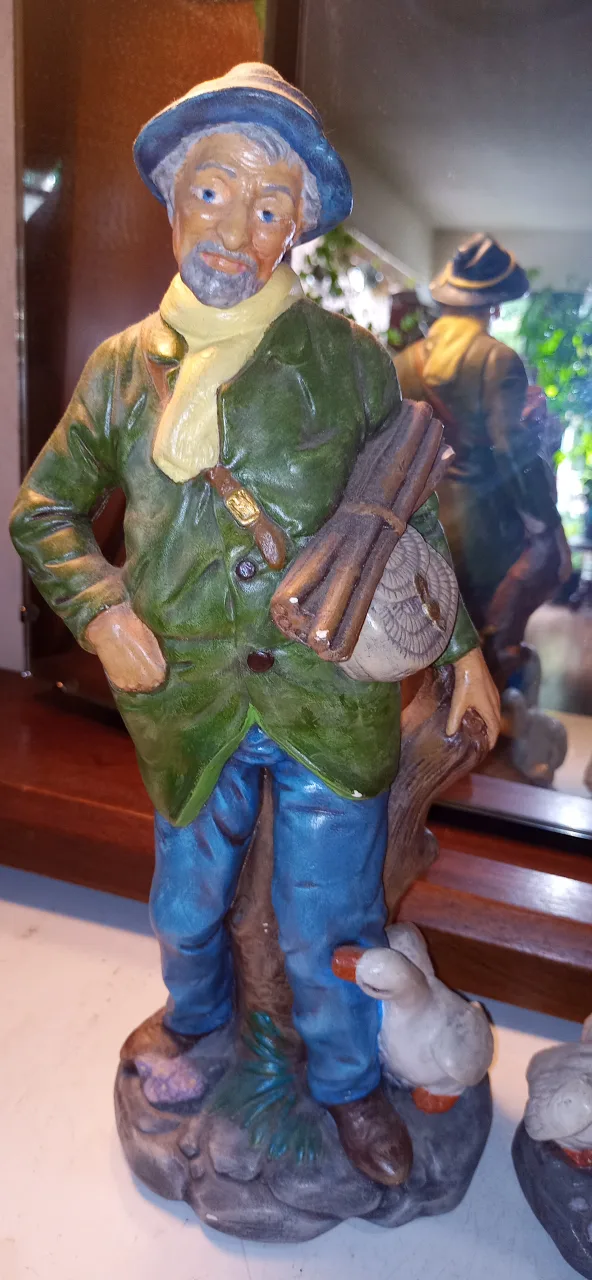 Mid Century Chalk Art Hunter & Woman Figurines image indicator(3)