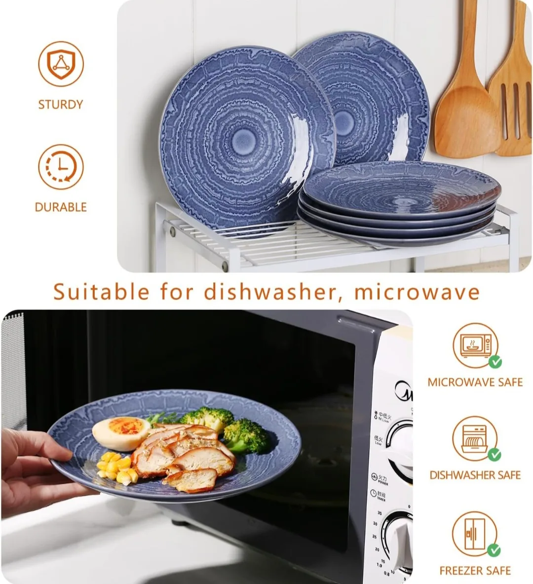 MONITO Ceramic Plates Set of 6, 8.5" Dinnerware Set image indicator(5)