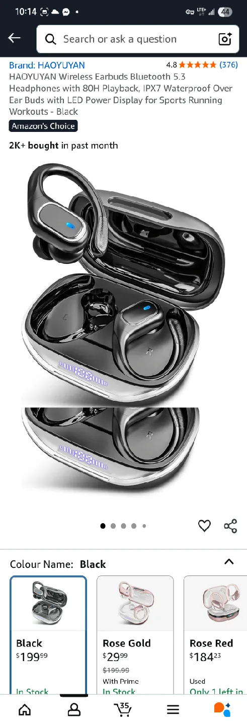 NEW Wireless Sport Earbuds Bluetooth 5.3 - Black 🎶 🎵 image indicator(2)