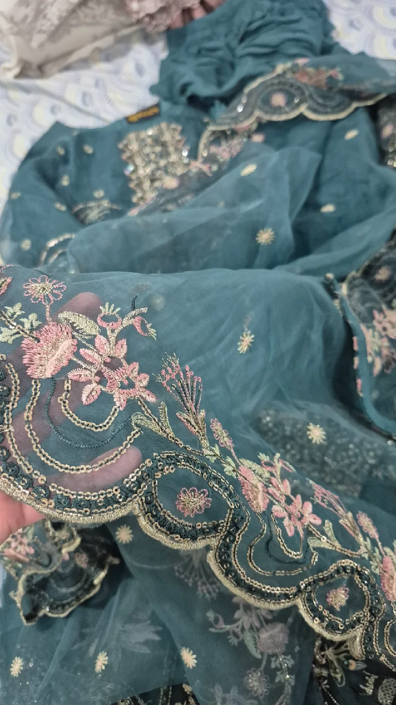 Teal Embroidered Dress image indicator(2)