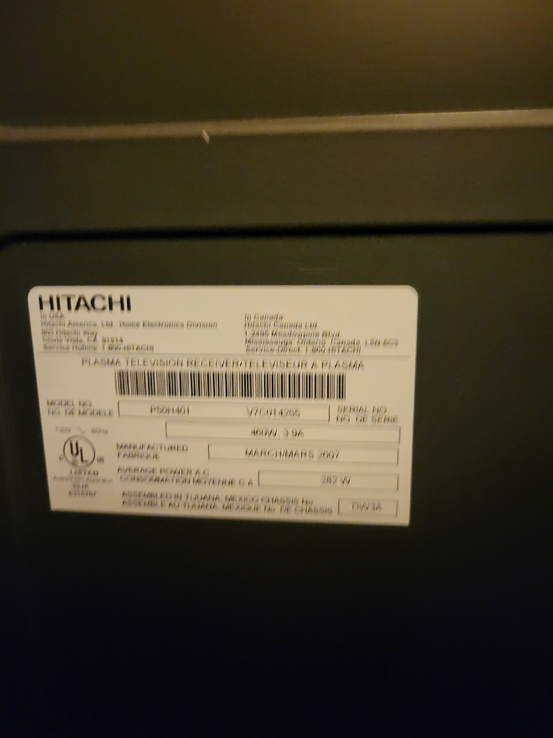 Hitachi Plasma TV P50H401 - photo 4