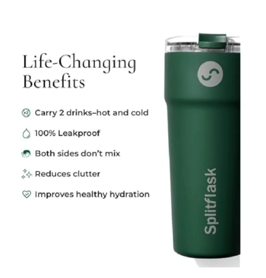 🥕 NIB Two Chamber Splitflask Hot & Cold Vacuum Insulated Tumbler image indicator(9)