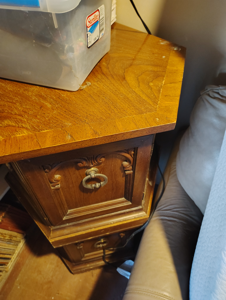 Vintage Wooden Side Table with Storage - photo 3