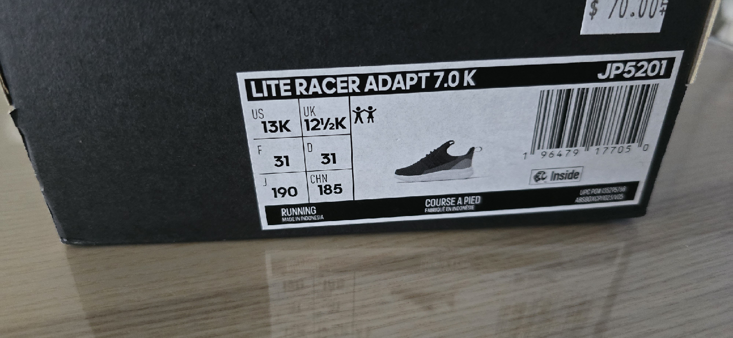 Adidas Lite Racer Adapt  Kids Shoes - Size 13K