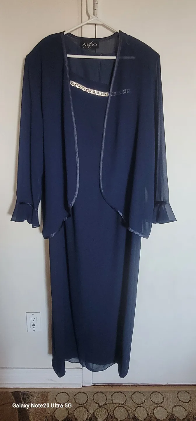 ALGO Navy Blue Dress with Jacket thumbnail
