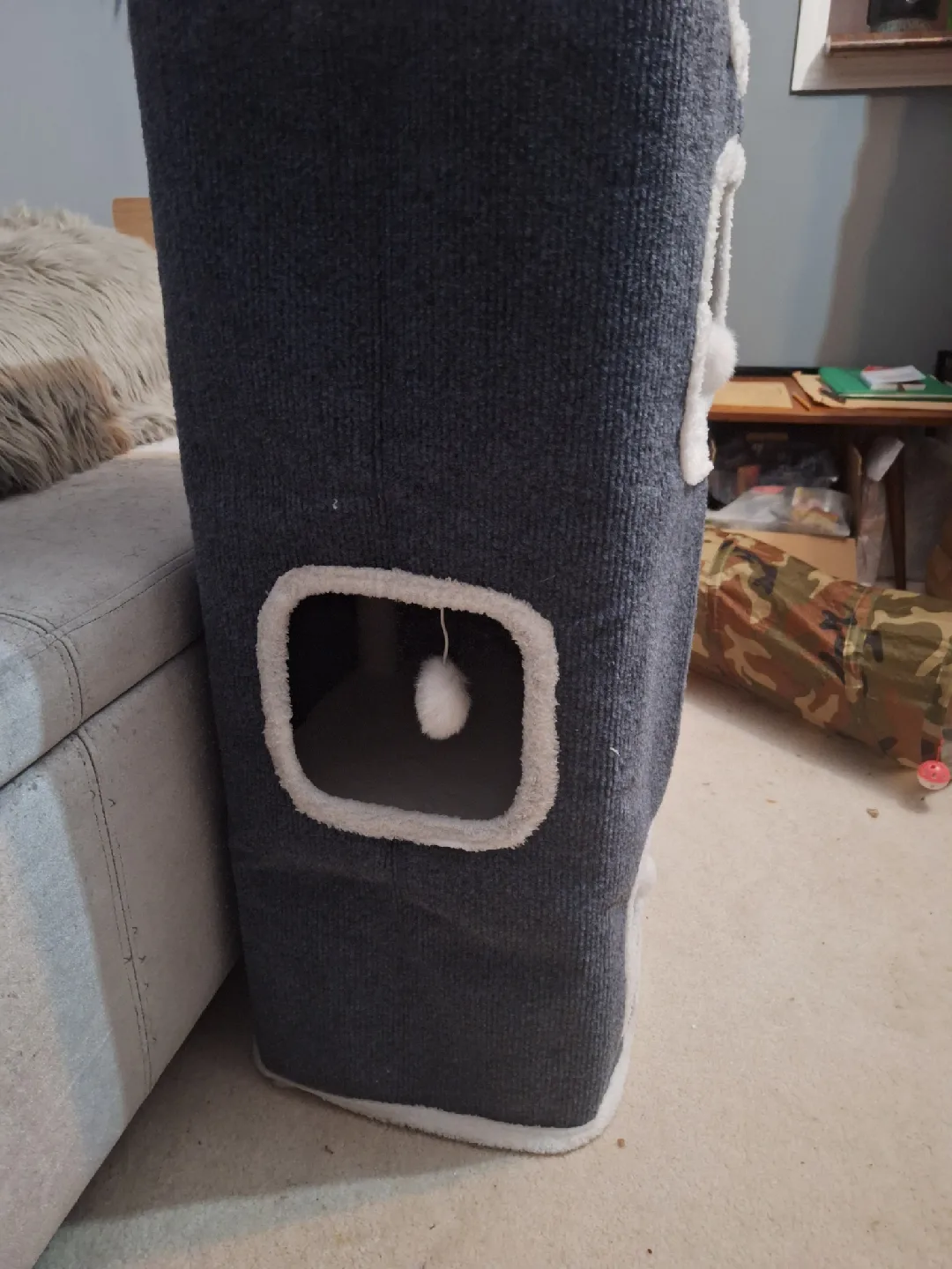 NEW 4-Story Cat Tower with Plush Trim and Hanging Balls image indicator(3)