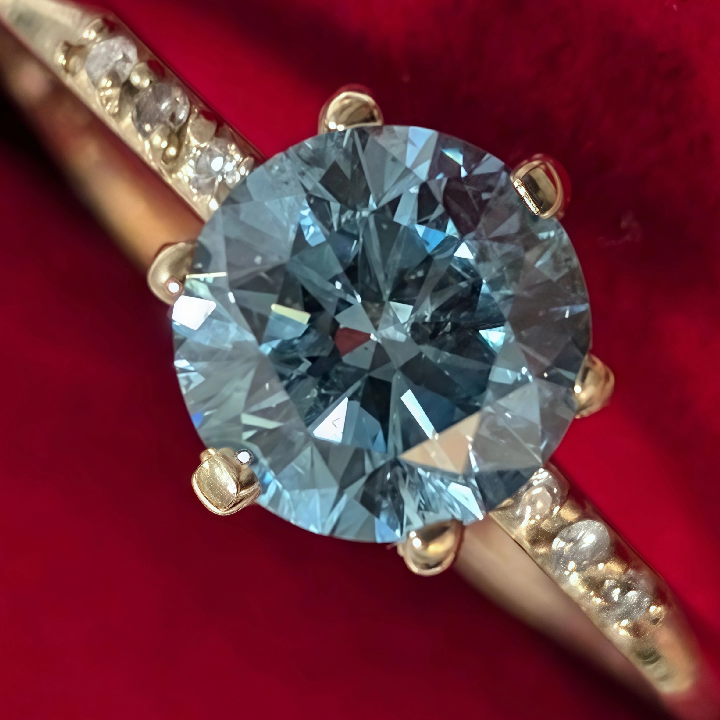10k gold Lab VS2 Fancy Blue Diamond Ring 6.5 - photo 2