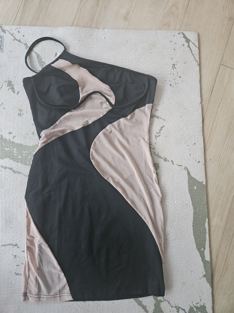 Black & Beige Mini Dress