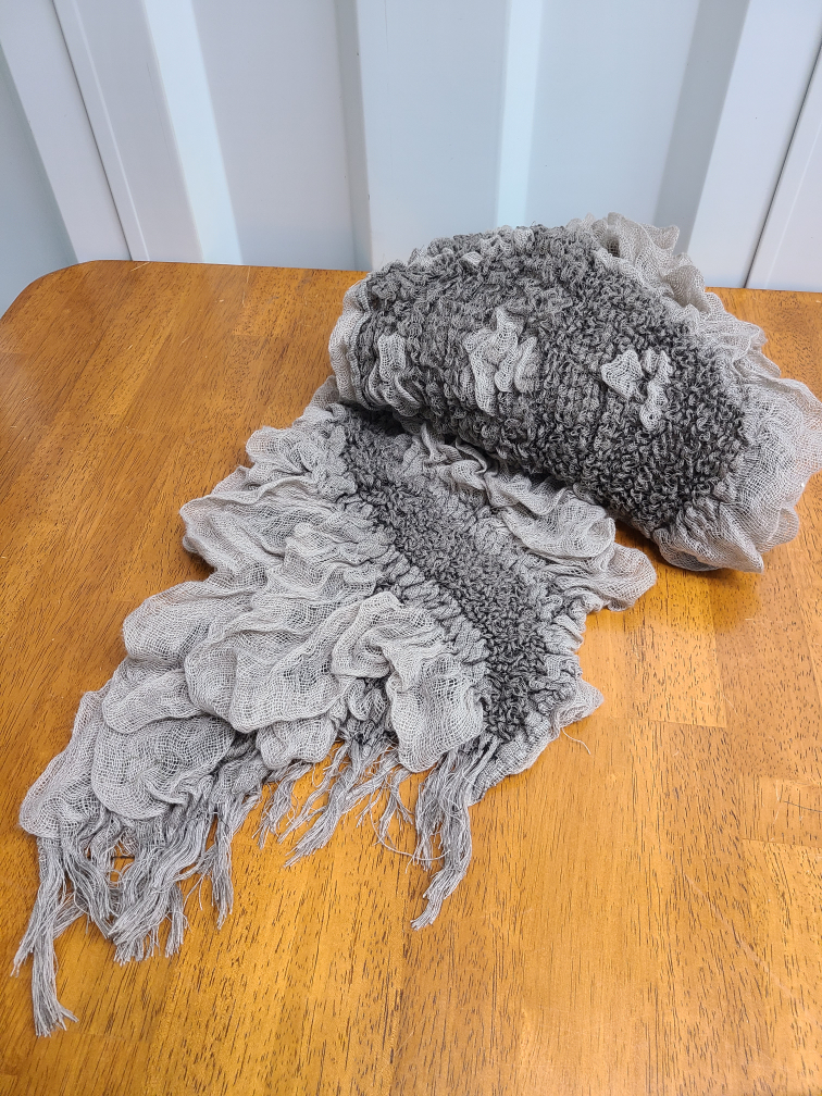 Gray Ruffle Scarf
