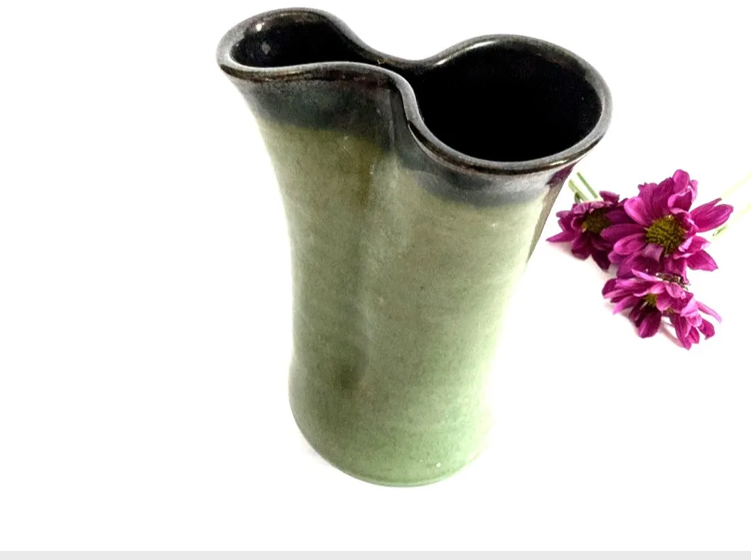 Handmade Pinched Pottery Vase ~ Retro Bohemian Decor image indicator(9)