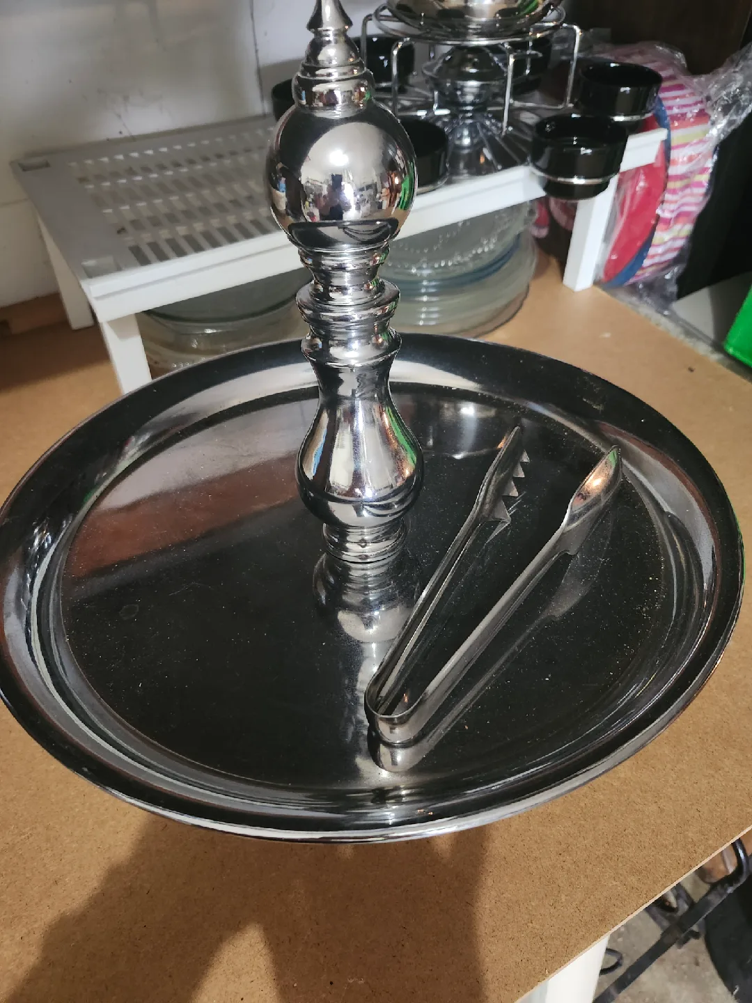 Silver Serving Tray with Tongs thumbnail