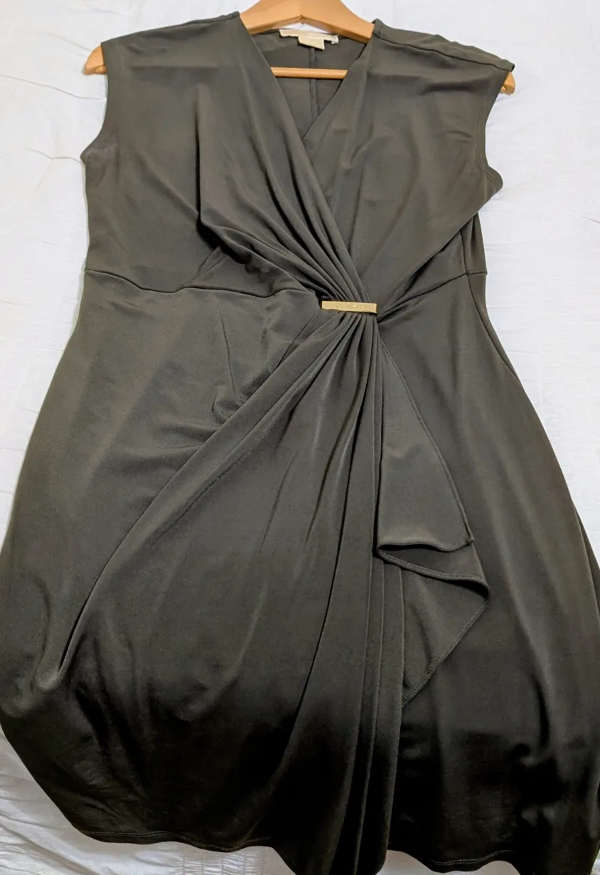 Michael Kors Olive Drape Front Dress Size M thumbnail