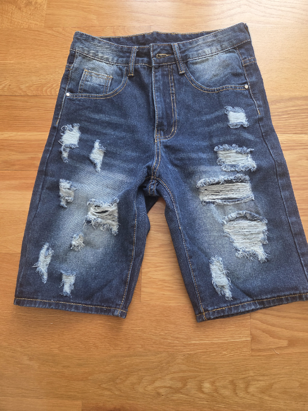 Distressed Denim Shorts - Size 28
