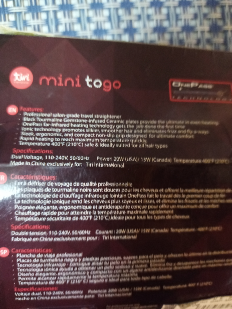 Tiri International Mini Togo Straightener Iron - New! - photo 5