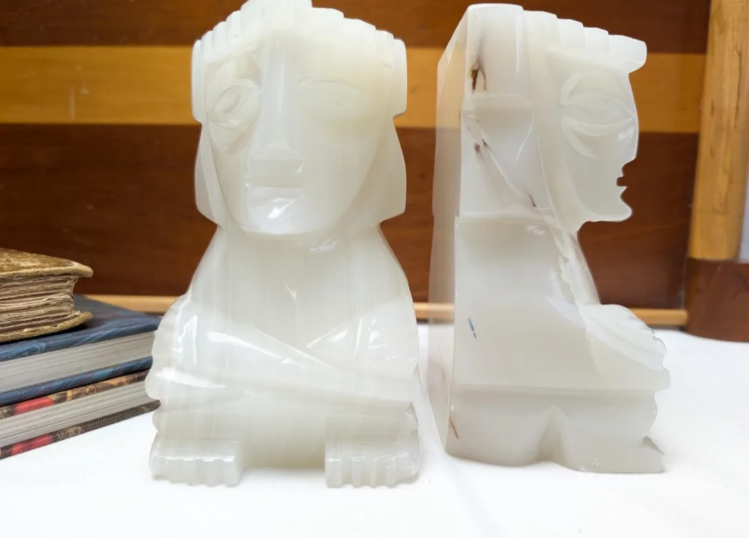 Onyx Aztec Style Bookends ~ Library Décor ~ Carved Bookends image indicator(6)