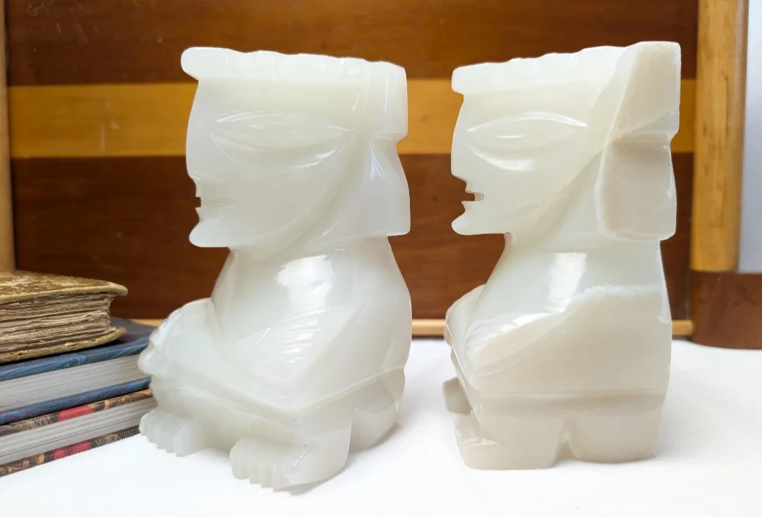 Onyx Aztec Style Bookends ~ Library Décor ~ Carved Bookends image indicator(7)