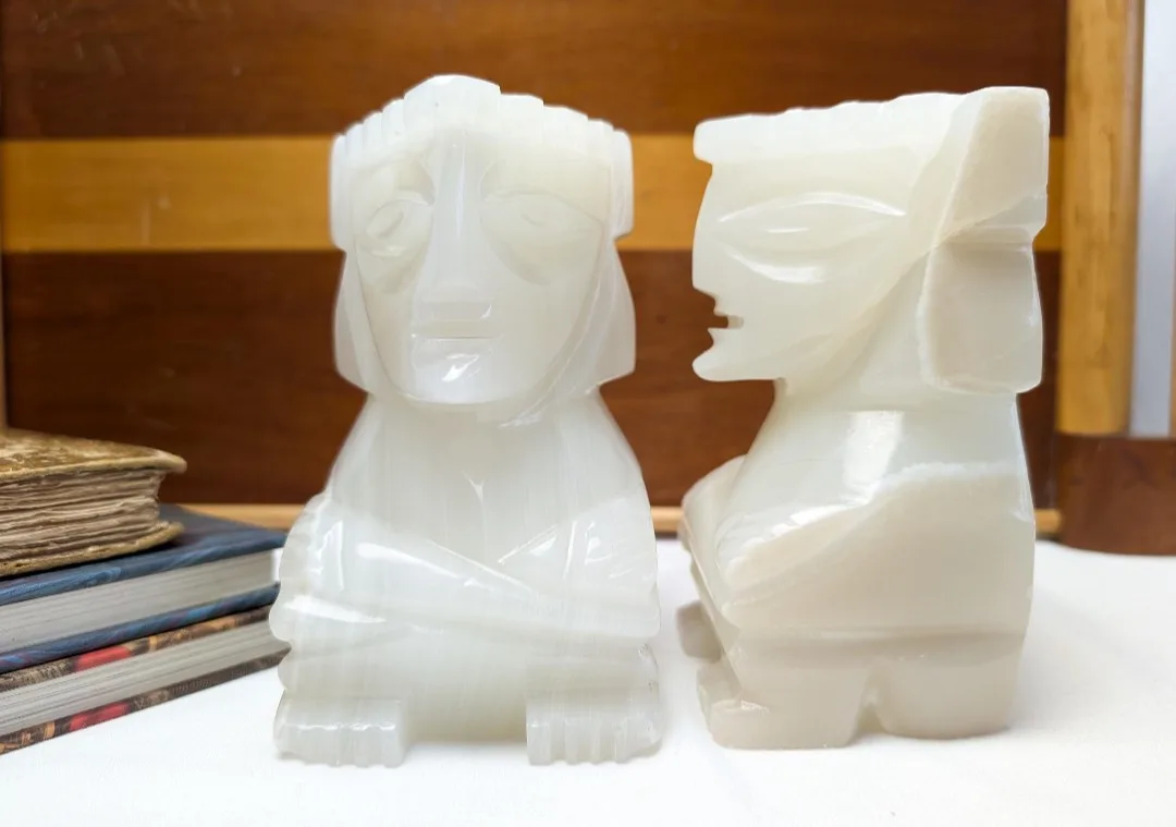 Onyx Aztec Style Bookends ~ Library Décor ~ Carved Bookends image indicator(8)