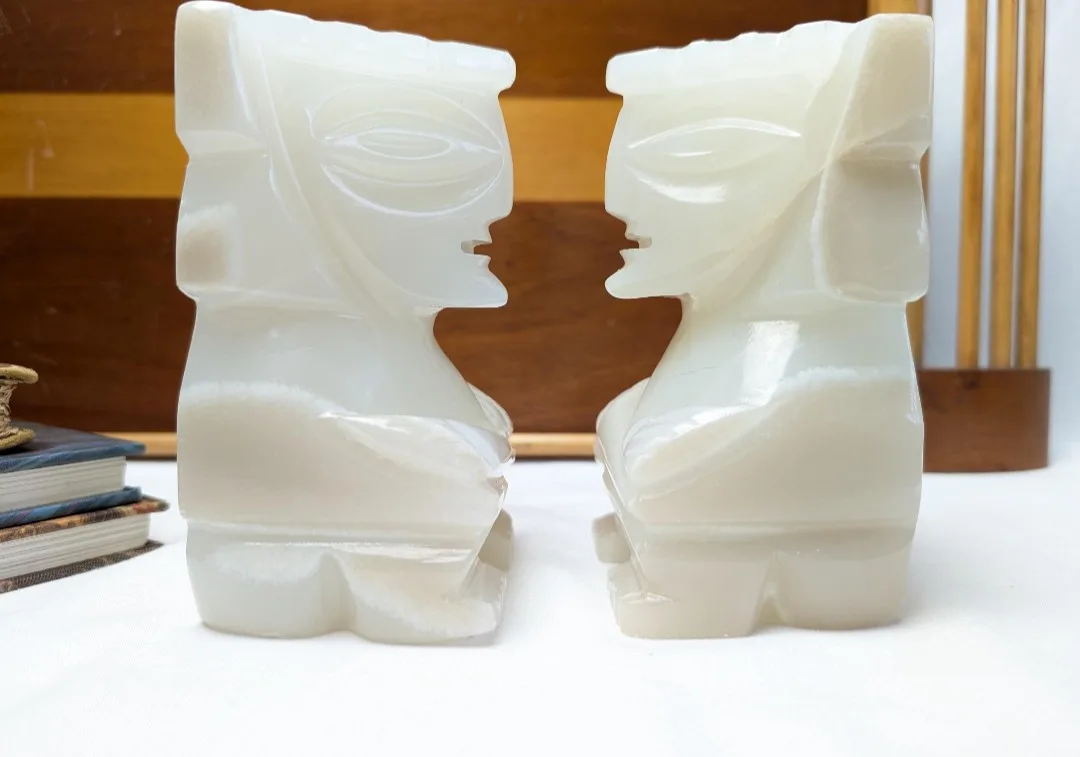 Onyx Aztec Style Bookends ~ Library Décor ~ Carved Bookends image indicator(9)
