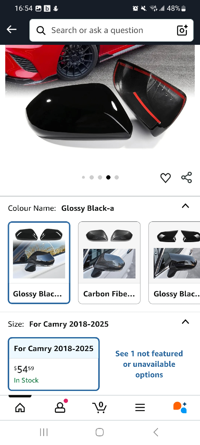 CKE Glossy Black Mirror Guard Cover for Toyota Camry 2018-2025 - photo 4