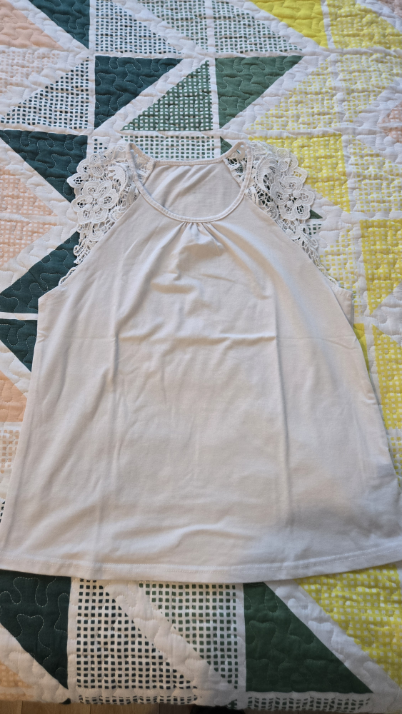 White Tank Top with Lace Detail