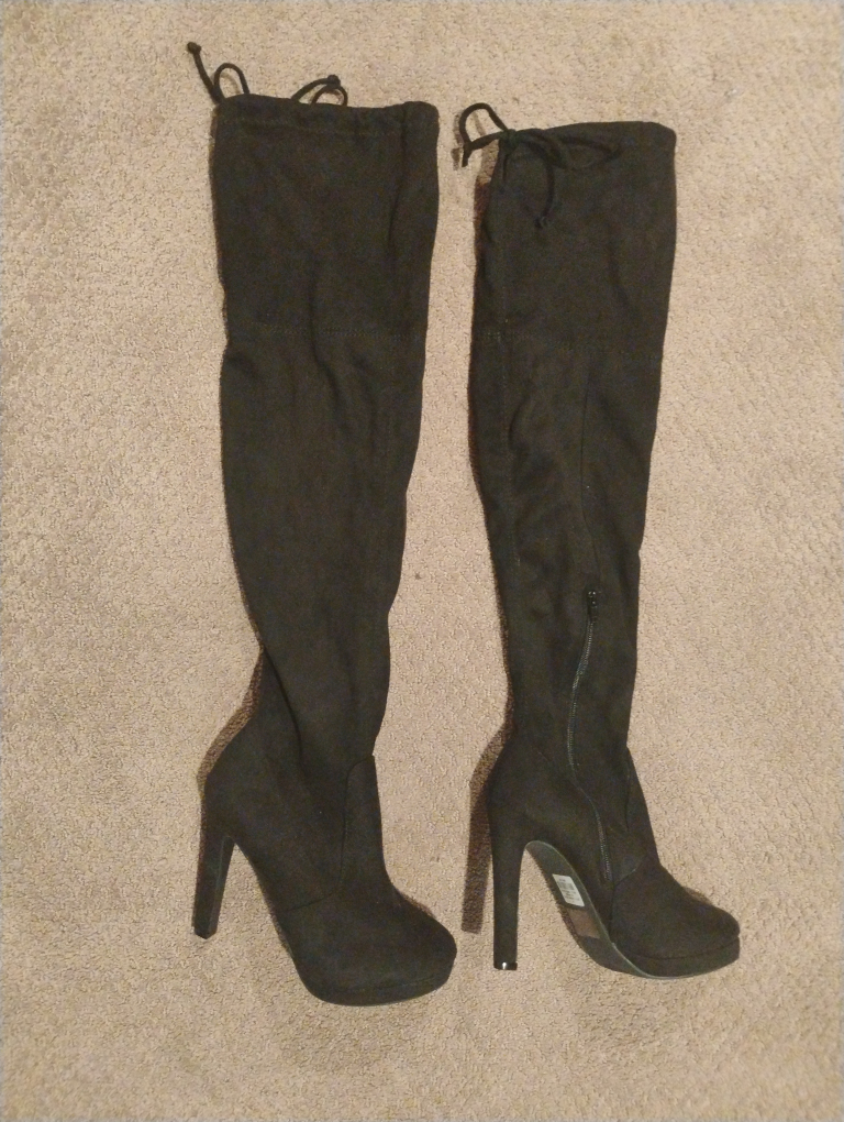 Black Thigh High Boots - Size 8