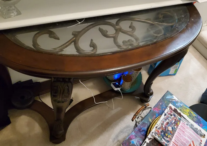 Oval Glass Top Console Table thumbnail