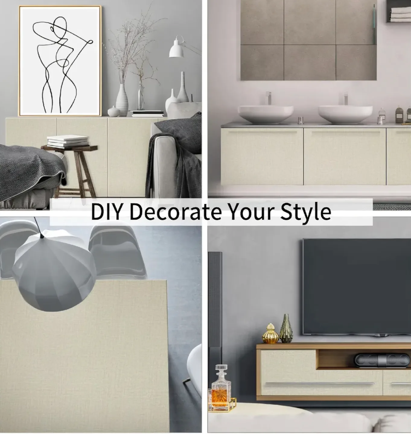 Beige Linen Textured Peel and Stick Vinyl Wallpaper 24"x374" image indicator(3)