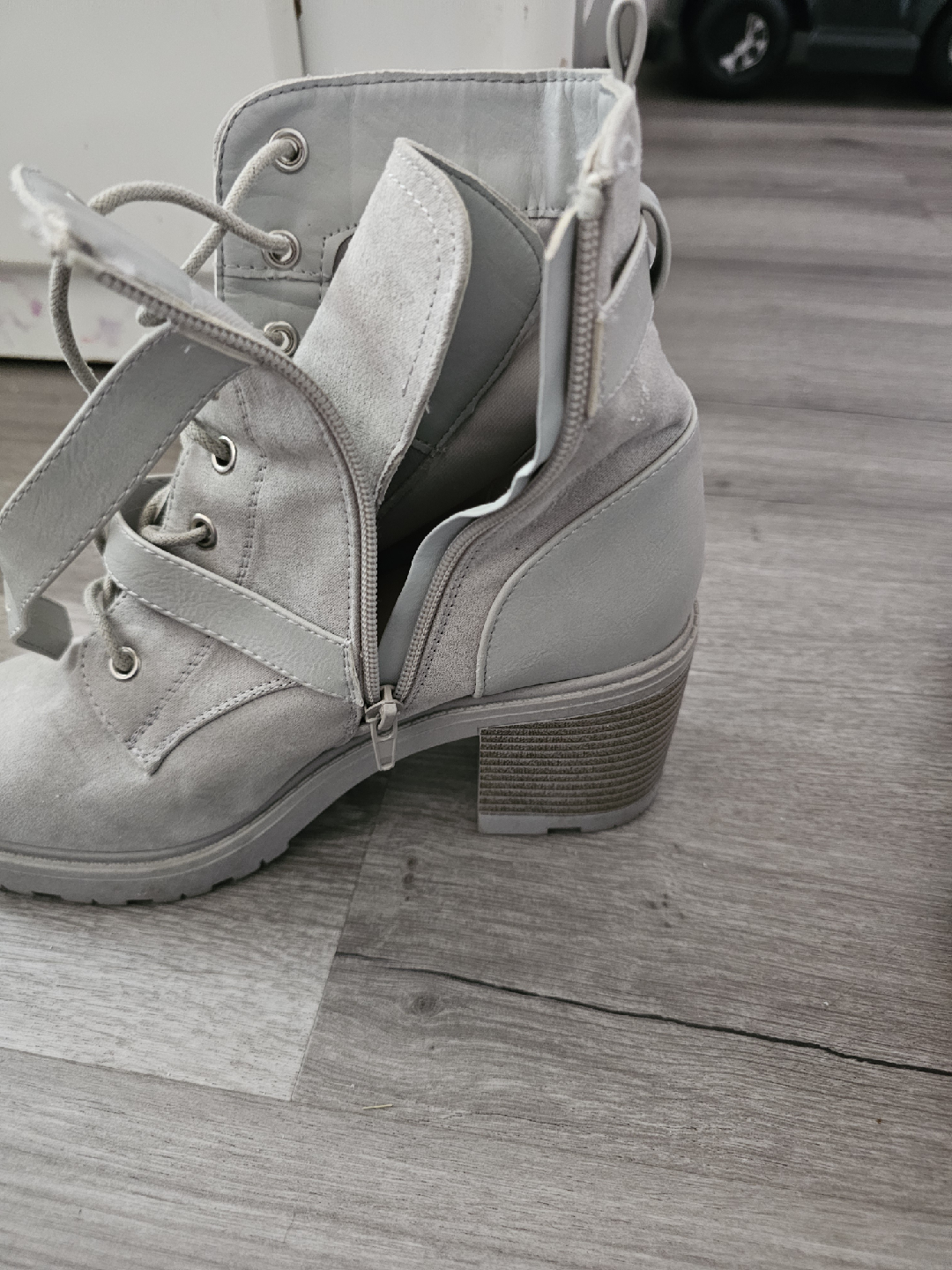 Abrianna Grey Heeled Ankle Boots - Size 8.5 - photo 5
