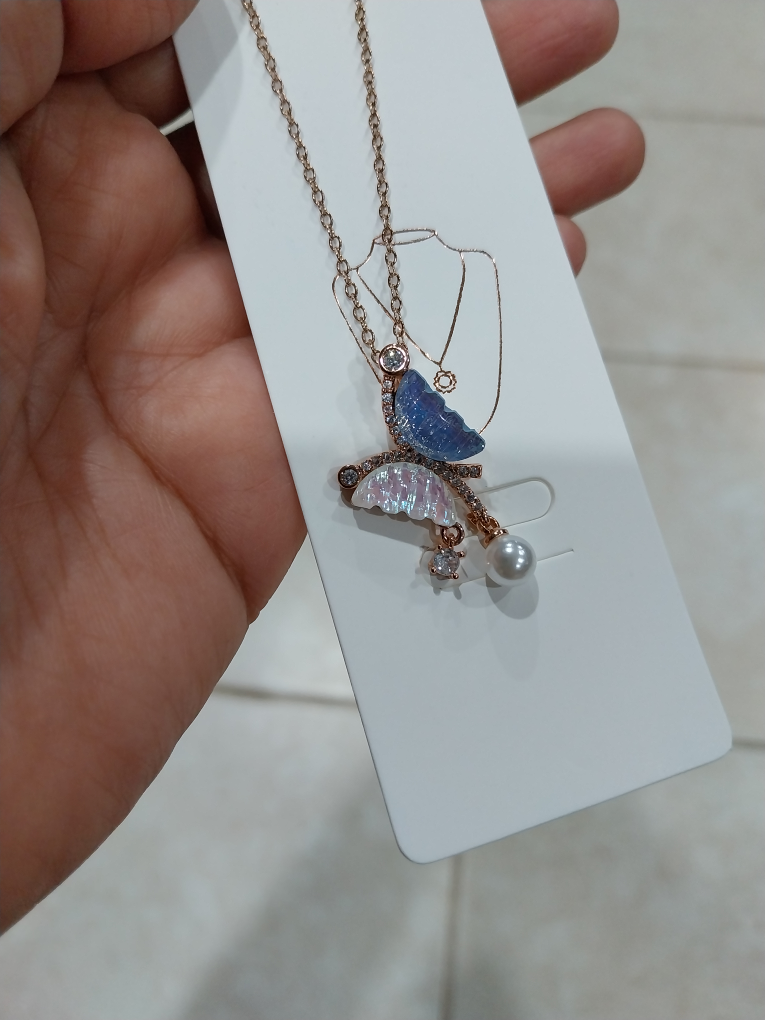 Rose Gold Stainless Steel Butterfly Necklace - photo 2