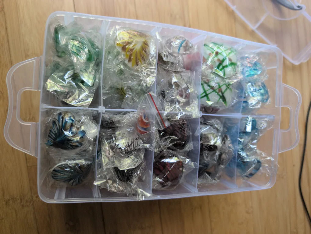Handmade Glass Beads in Storage Container thumbnail