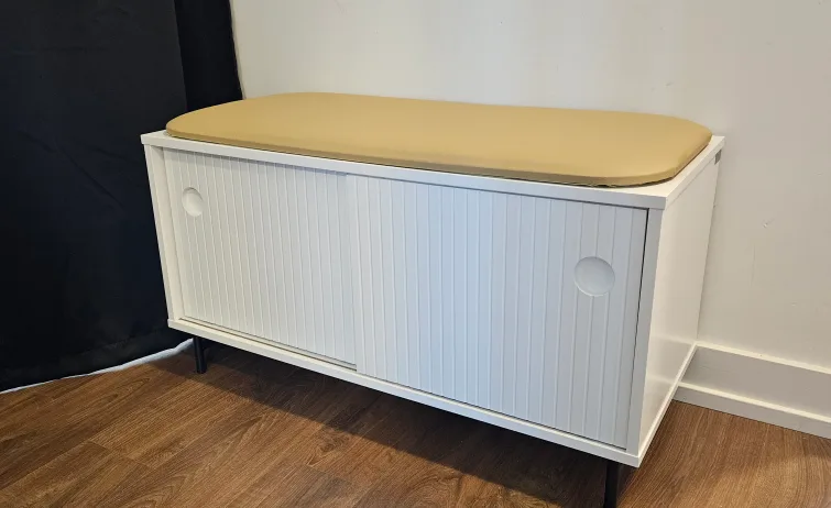 White Storage Bench with Cushion thumbnail