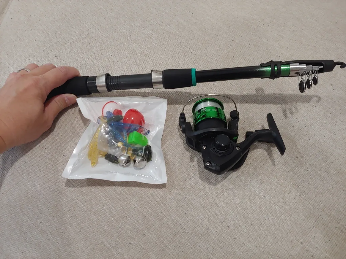 Fishing Rod & Reel Combo, Twlescopic, New, Green color image indicator(3)
