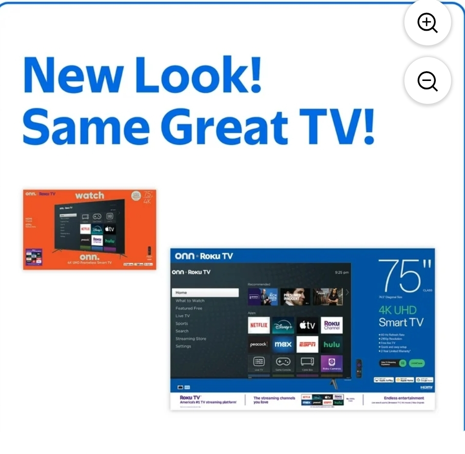 onn 75” Class 4K UHD (2160P) LED Roku Smart Television - photo 5