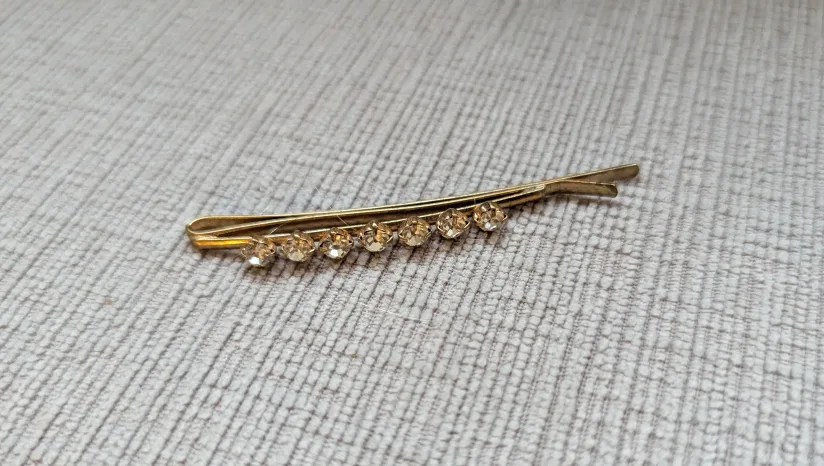 Gold-tone Hair Clip with Rhinestones thumbnail