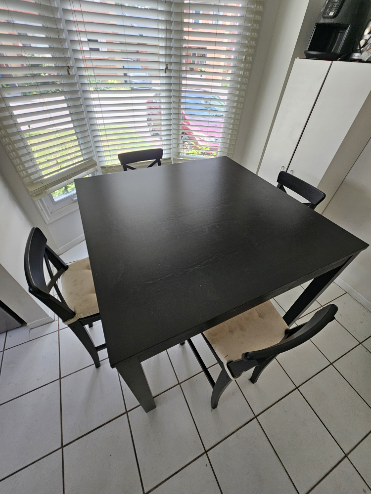 Black Dining Table with 4 Chairs