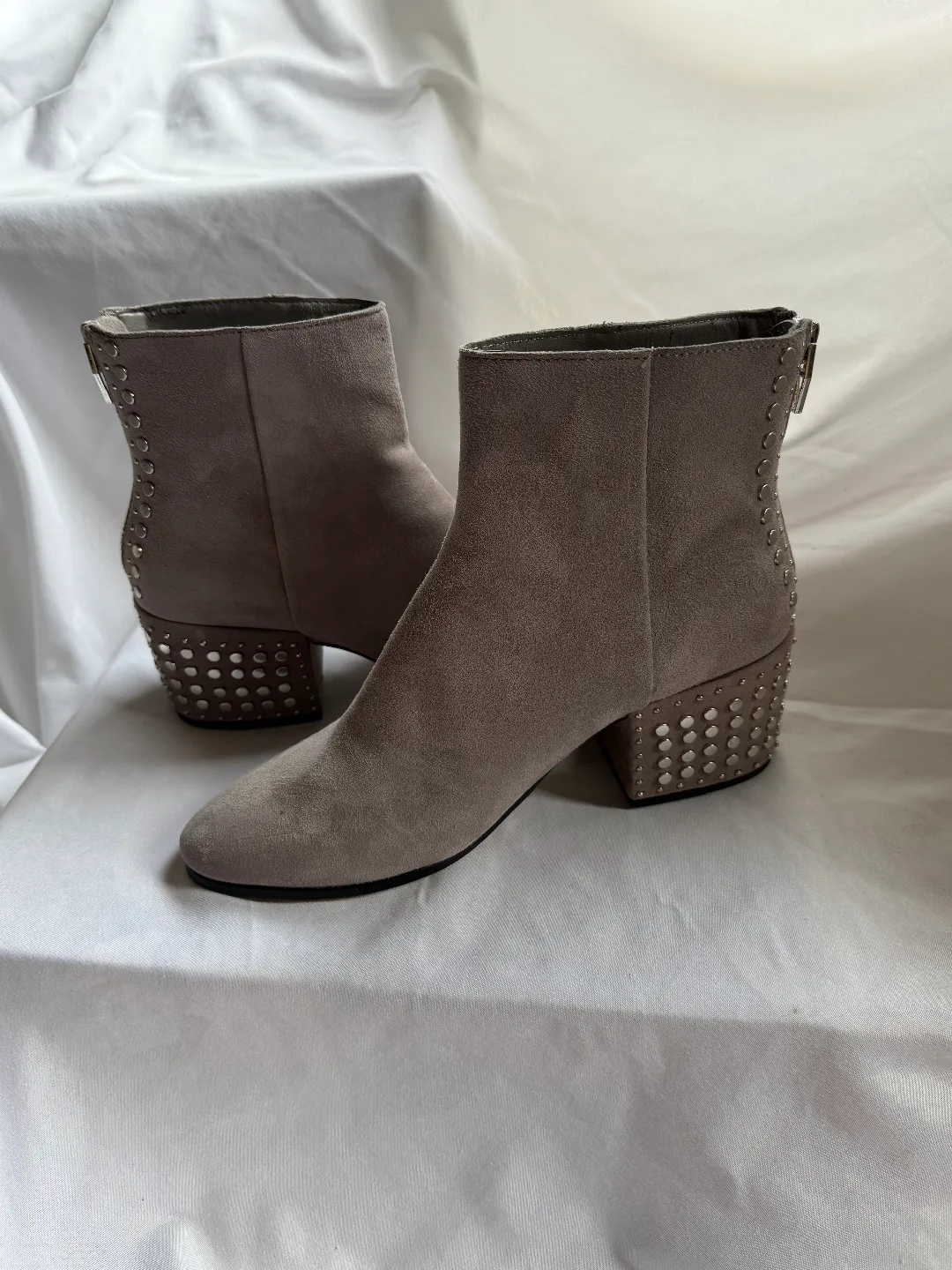 Dolce Vita Grey Suede Studded Ankle Boots, Size 8 thumbnail