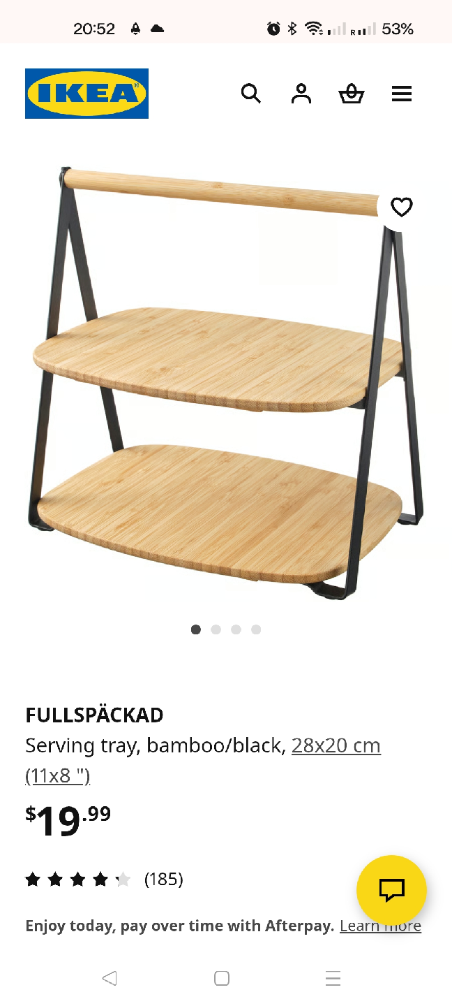 IKEA FULLSPÄCKAD Serving Tray - Bamboo/Black