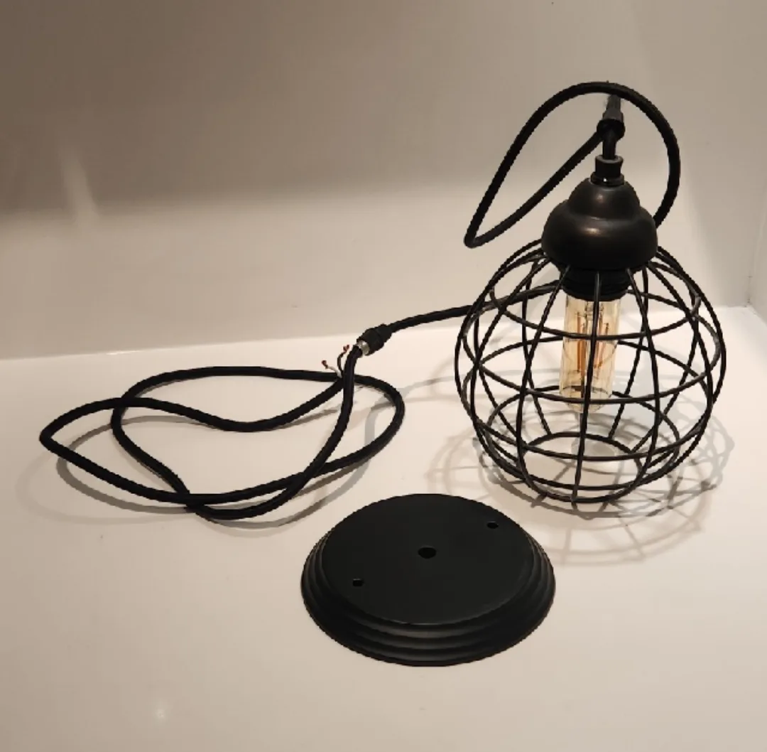 Black Industrial Cage Pendant Light image indicator(2)