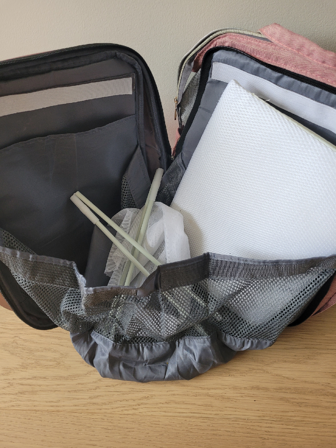 LAND Travelling Diaper Bag Backpack - Pink & Grey - photo 5