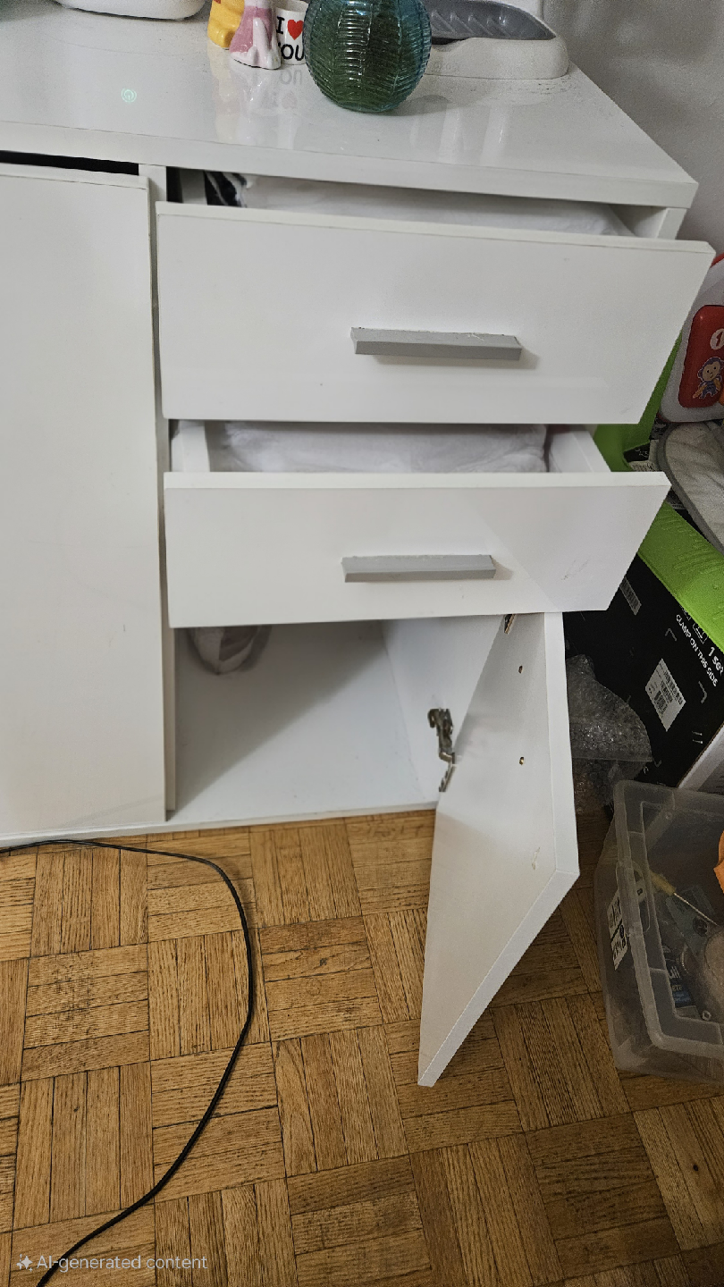 White Cabinet with Drawers & Door - photo 3