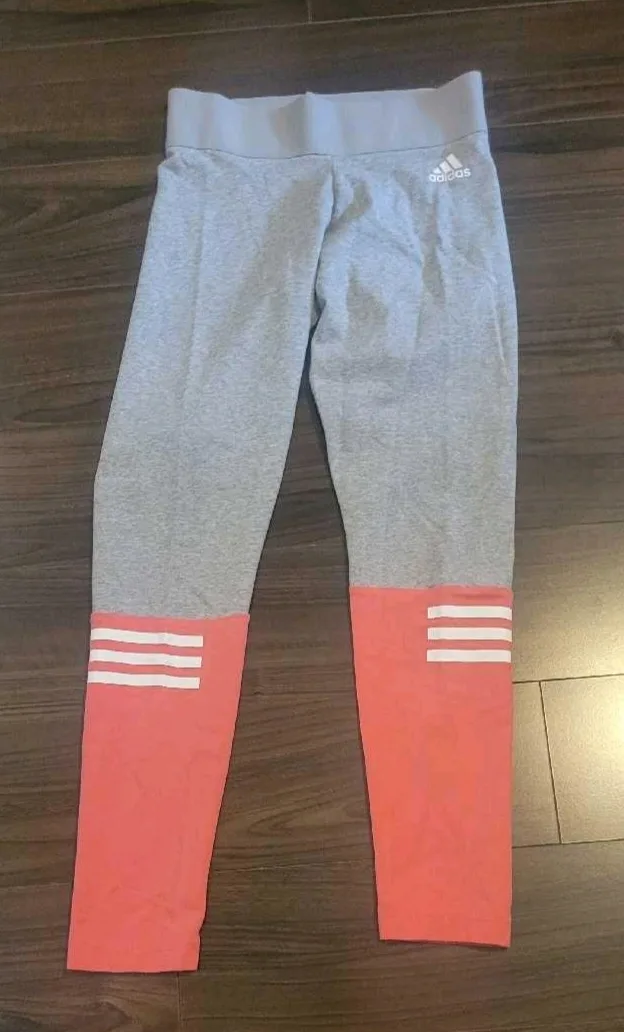 Adidas woman's Leggings - grey & pink, Size small thumbnail