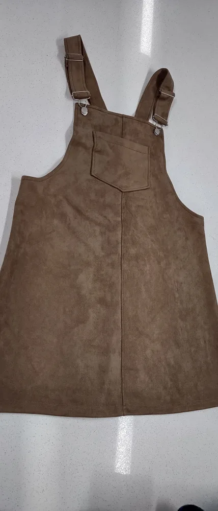 (NEW) Ardene Suede Brown Jumper Dress - Size L thumbnail